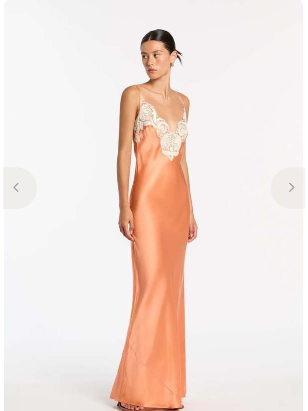 Sir. Silk Lace Trim Slip Dress in Coral